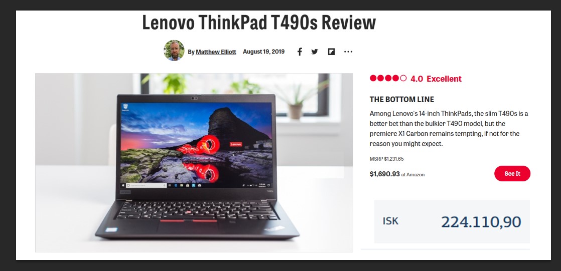 SELT / SOLD Öflug fartölva - fartölvur - Lenovo ThinkPad T490s 2