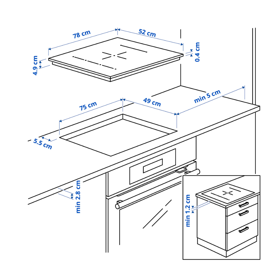 SELT / SOLD IKEA spanhelluborð (nýtt), B78 x D52 x H4,9 sm. 6
