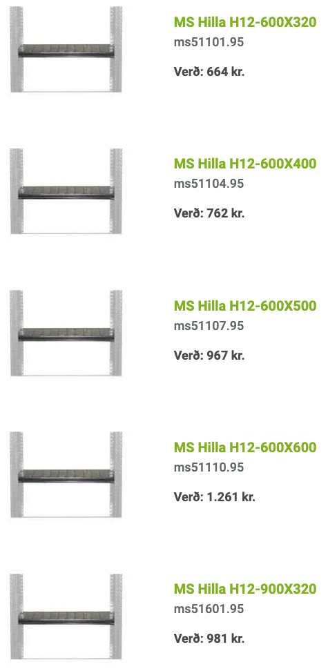 SELT / SOLD MS hillurekkar frá Rými (mikið magn) 10