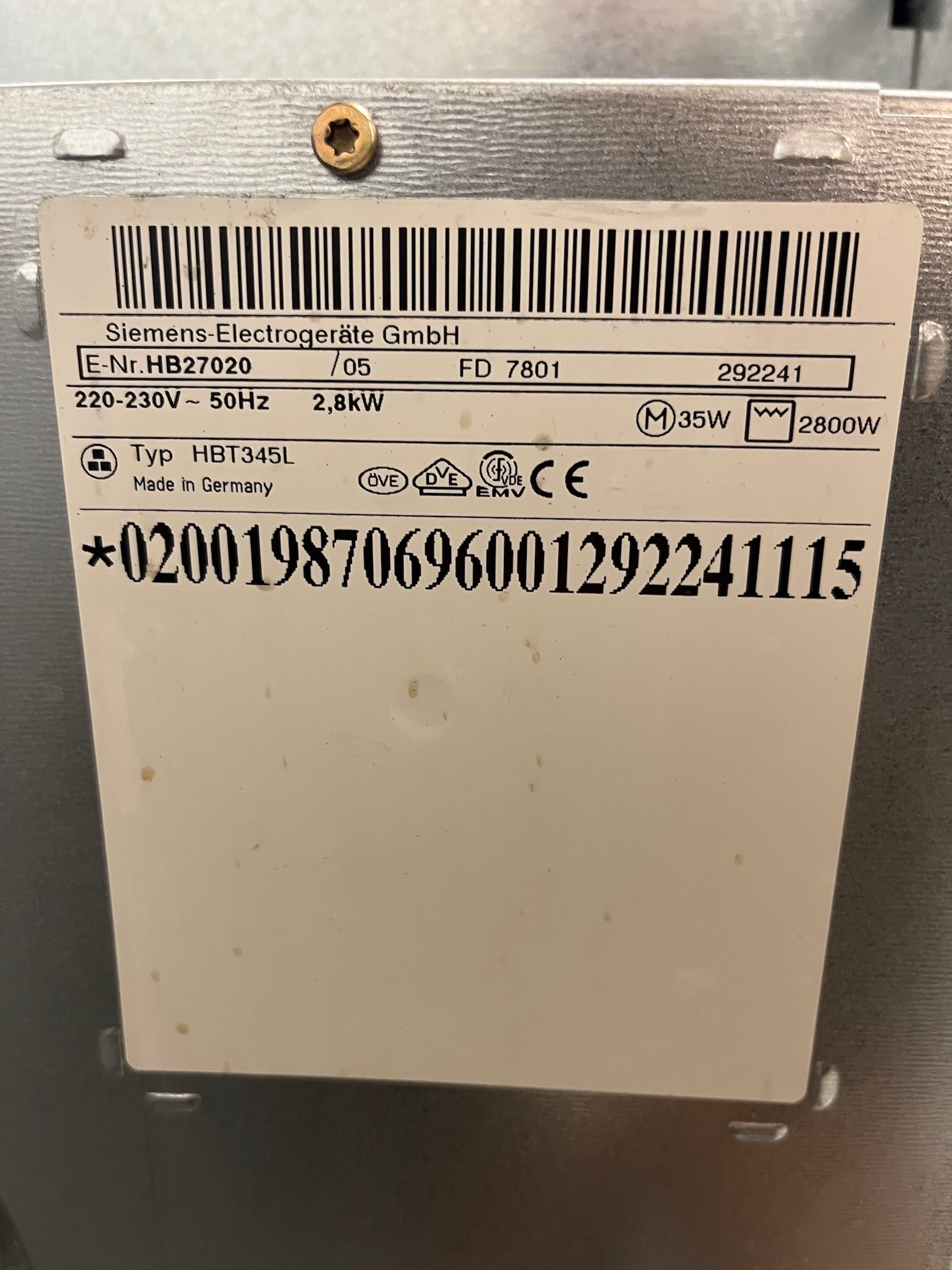 SELT / SOLD SIEMENS ofn, L55 x B57 x H60 sm. 6