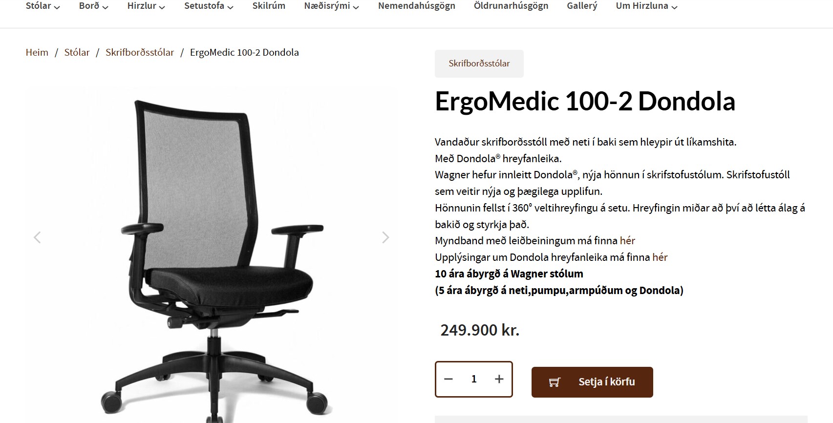 SELT / SOLD Wagner skrifborðsstóll frá Hirzlunni 2