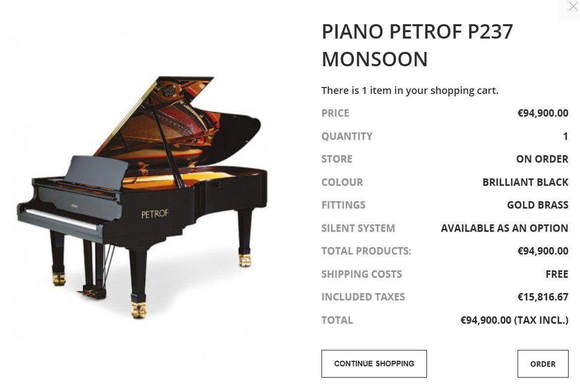 SELT / SOLD - Glæsilegur Petrof flygill - Grand Piano - concert 14