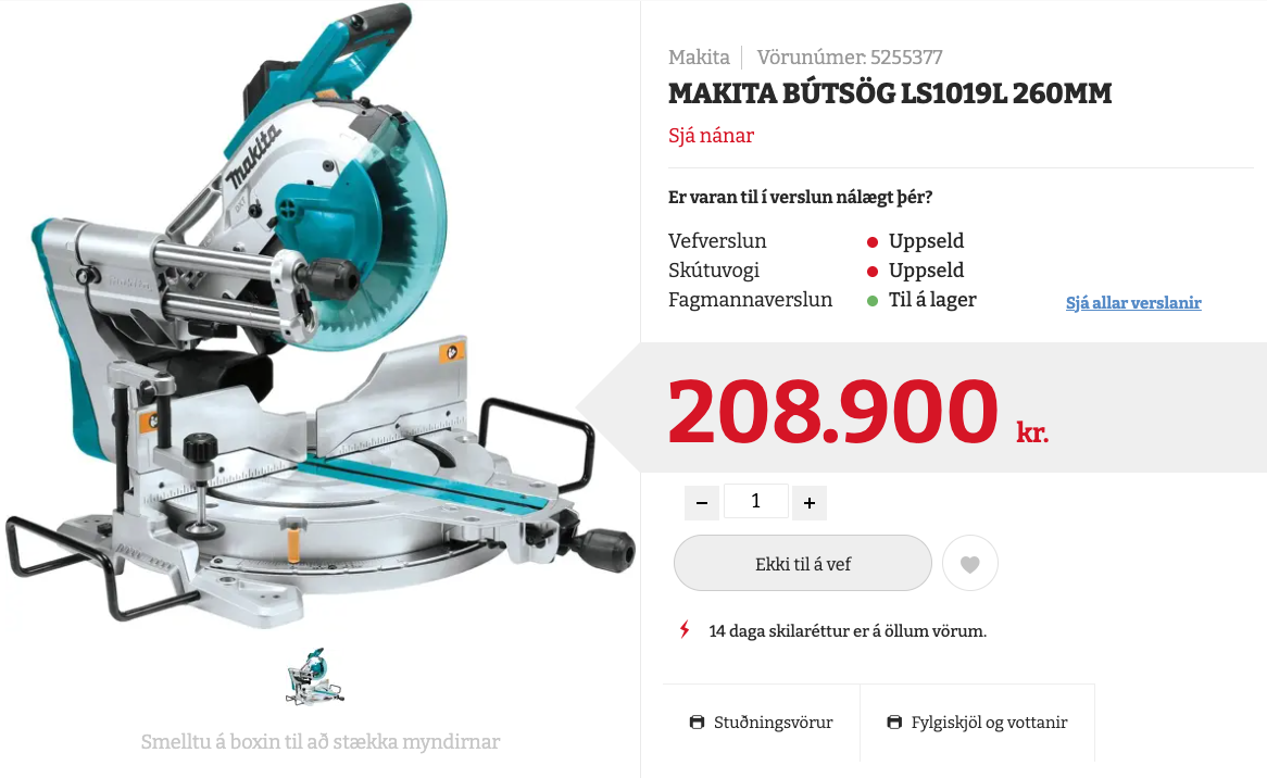 SELT / SOLD Makita bútsög og slípirokkur 2