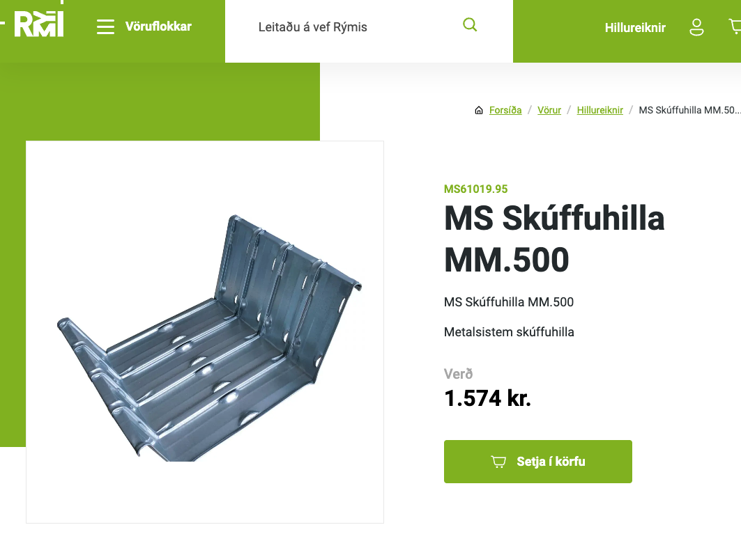 MS skúffuhillur og skilrúm fyrir MS hillukerfi frá Rými 3
