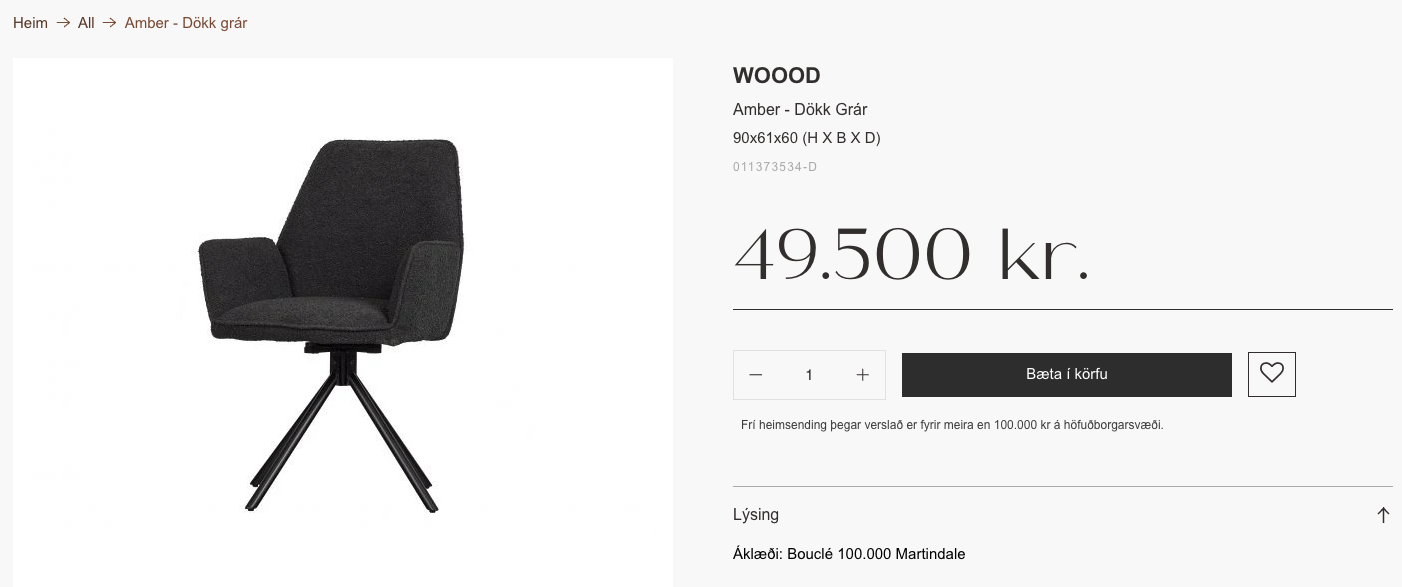 SELT / SOLD Woood stóll frá Tekk - PLAY 8
