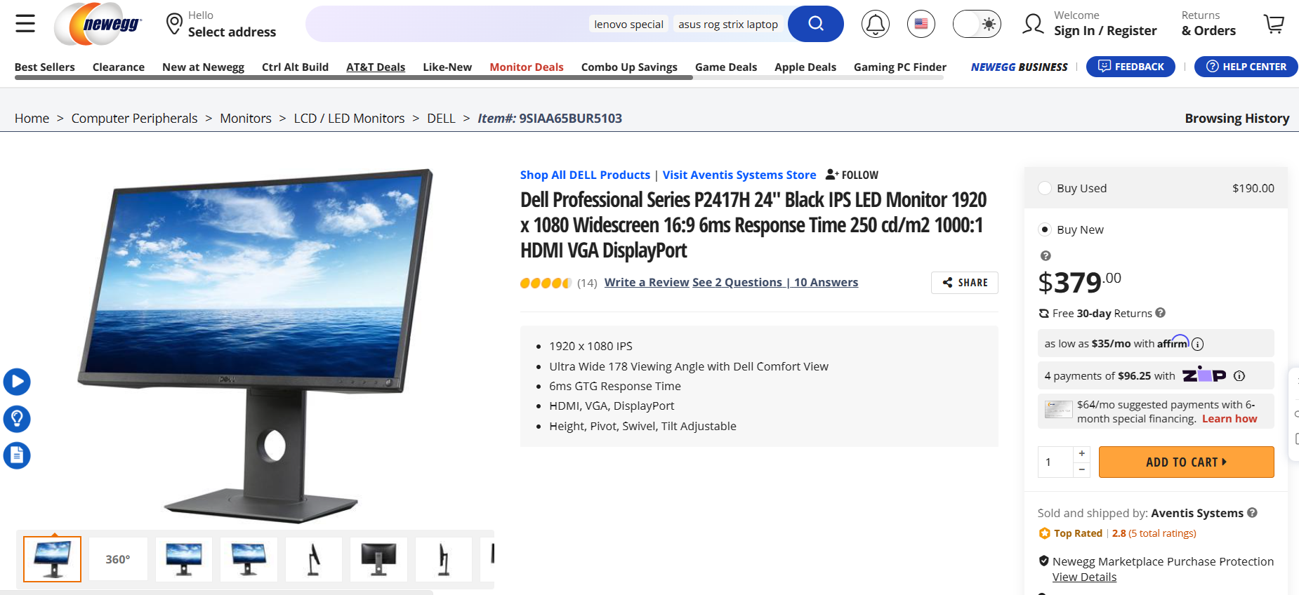 SELT / SOLD Dell tölvuskjár - tölvuskjáir 24'' 2