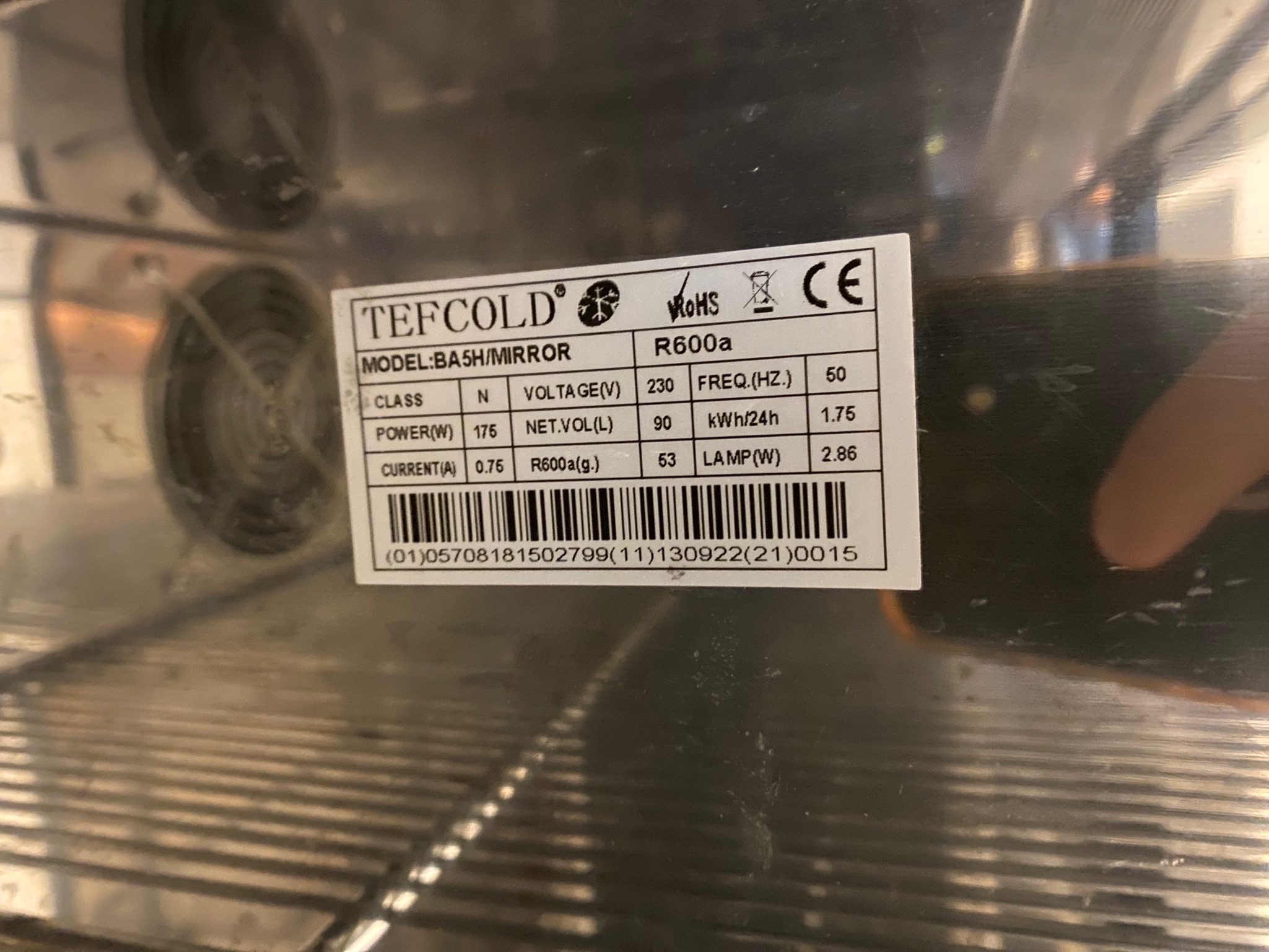 SELT / SOLD Tefcold kælir - H87sm. 6