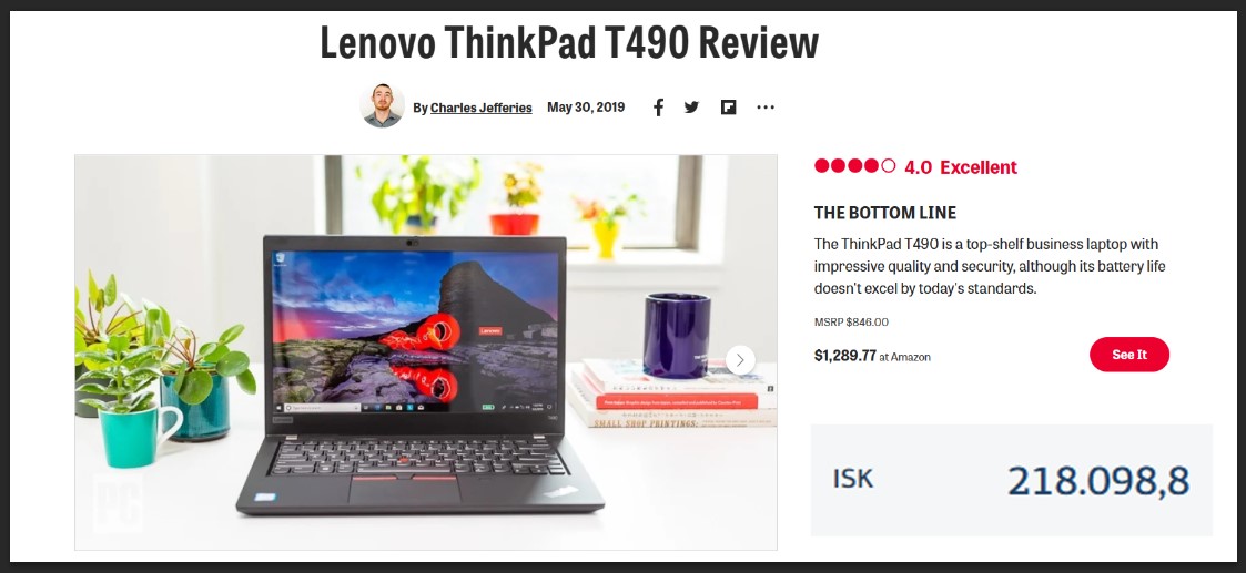 SELT / SOLD Öflug fartölva - fartölvur - Lenovo ThinkPad T490 4