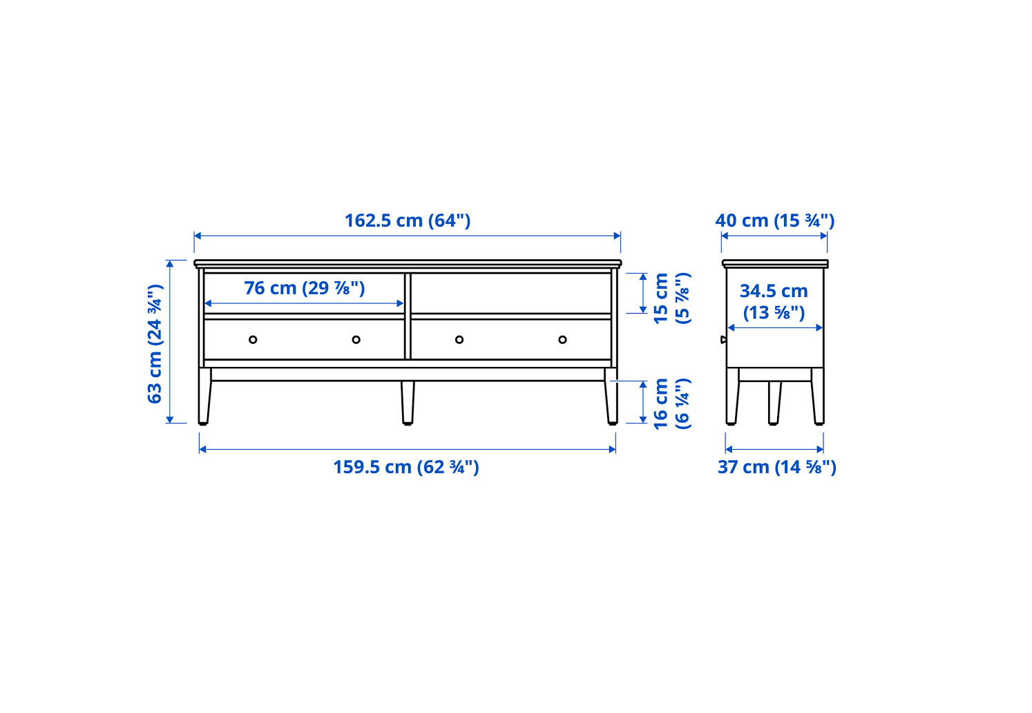 SELT / SOLD IKEA sjónvarpsbekkur, B163 x D40 x H63 sm. 6