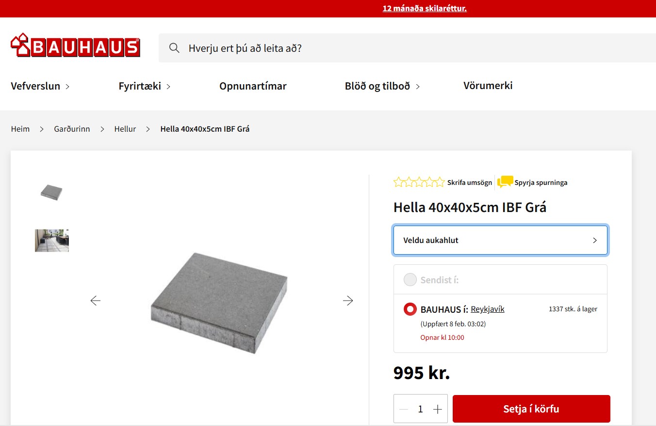 SELT / SOLD - Hellur - torghellur - bílastæðahellur - 40*40 - 20 bretti 2