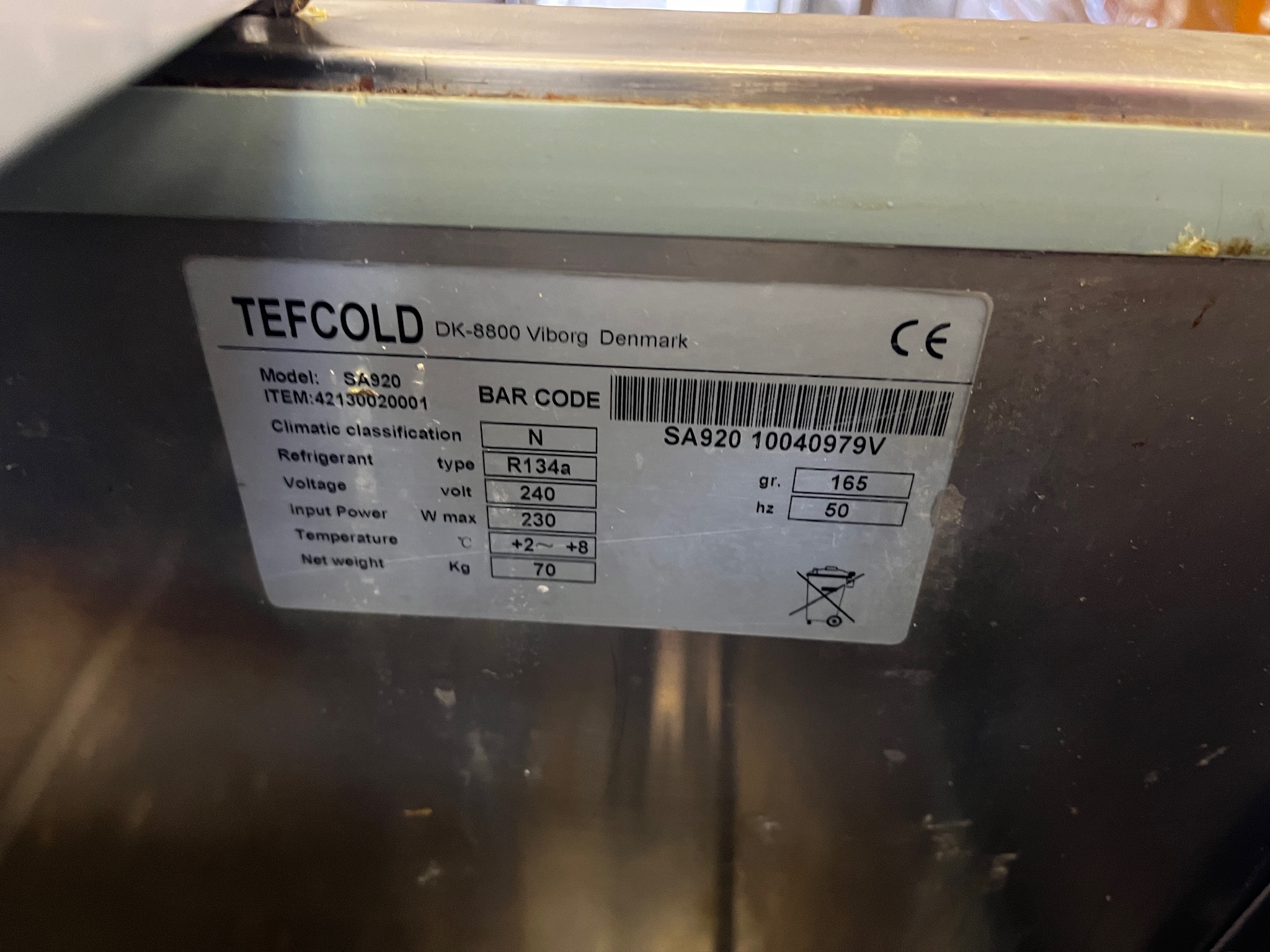 SELT / SOLD Stálpreppborð með kæliskápum, H87 x B90 x D68 sm. 6