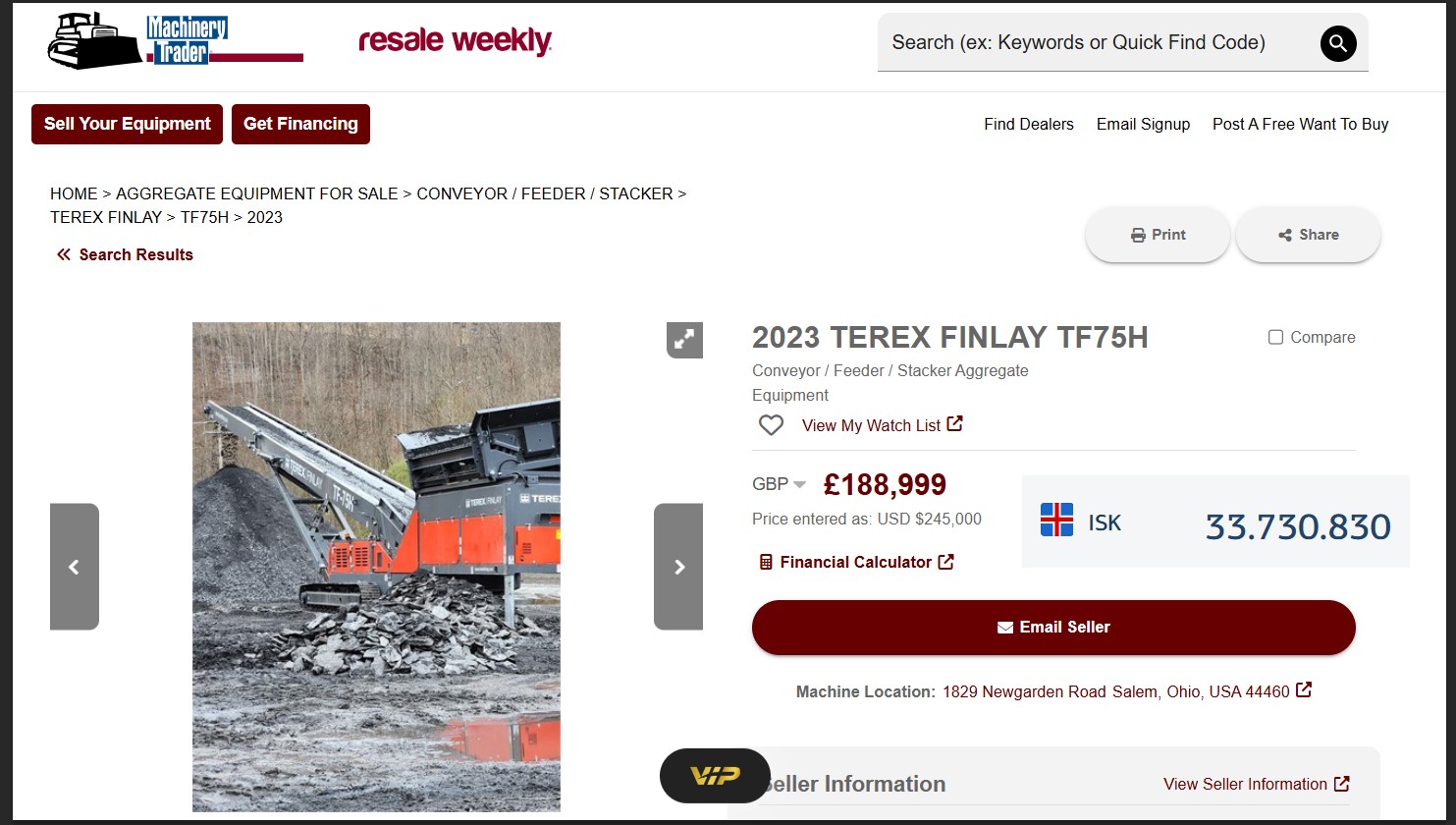 SELT / SOLD - TEREX TF75H færiband - 2021 - vel með farið 2