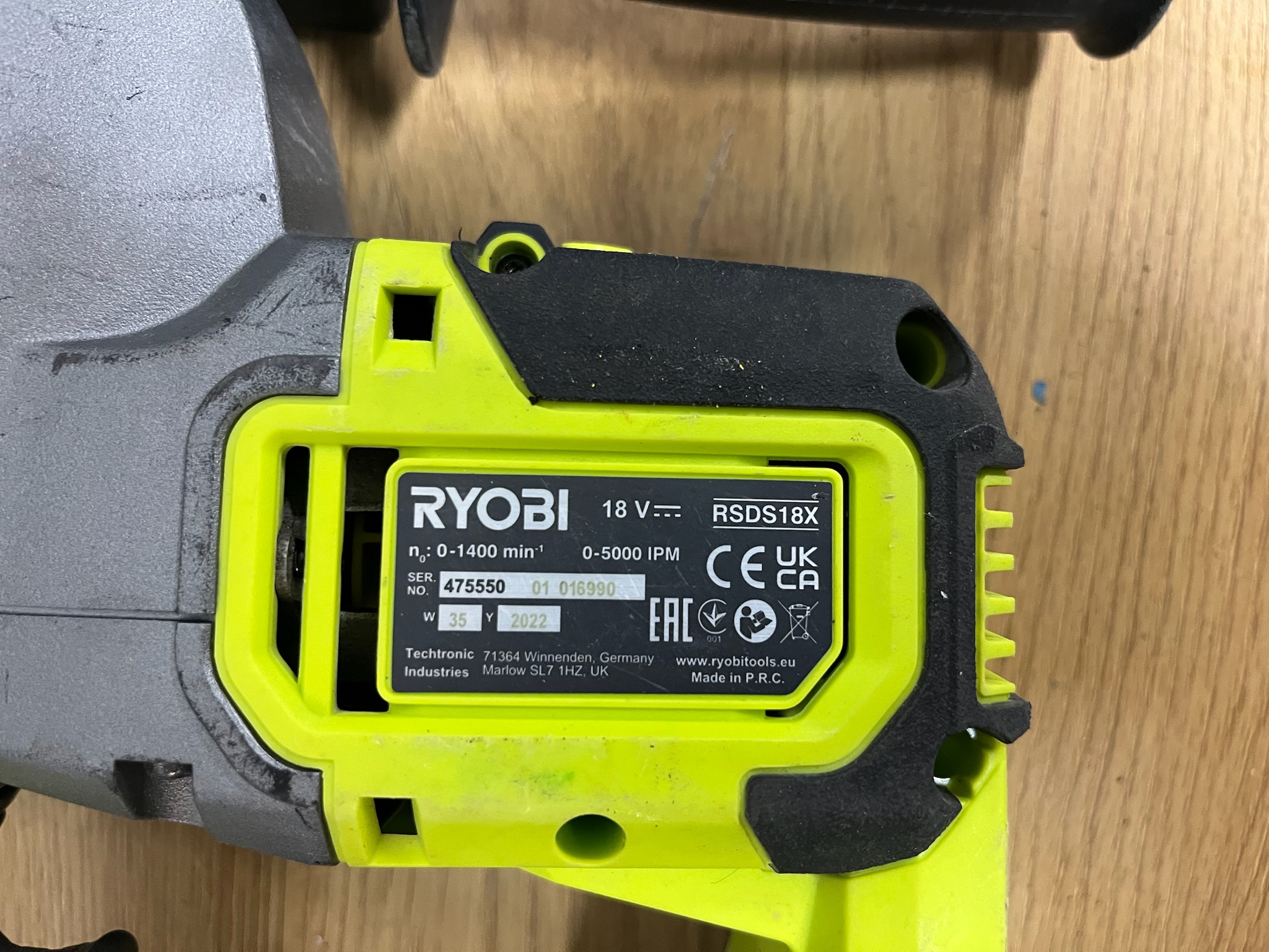 SELT / SOLD Ryobi höggborvél RSDS18X frá Bauhaus 2