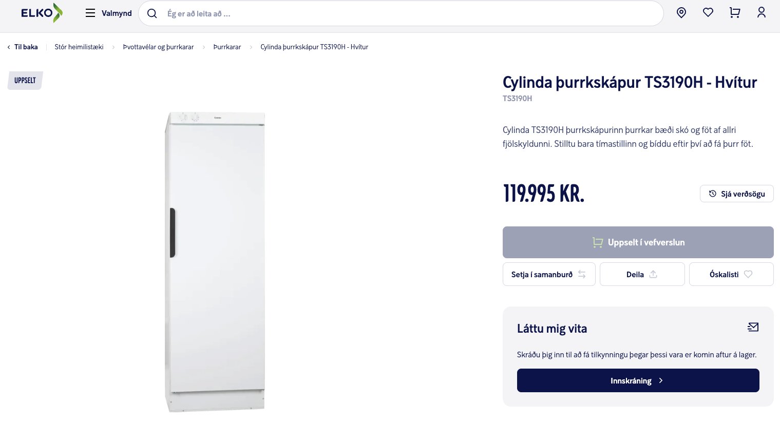 SELT / SOLD Cylinda þurrkskápur frá Elko 4