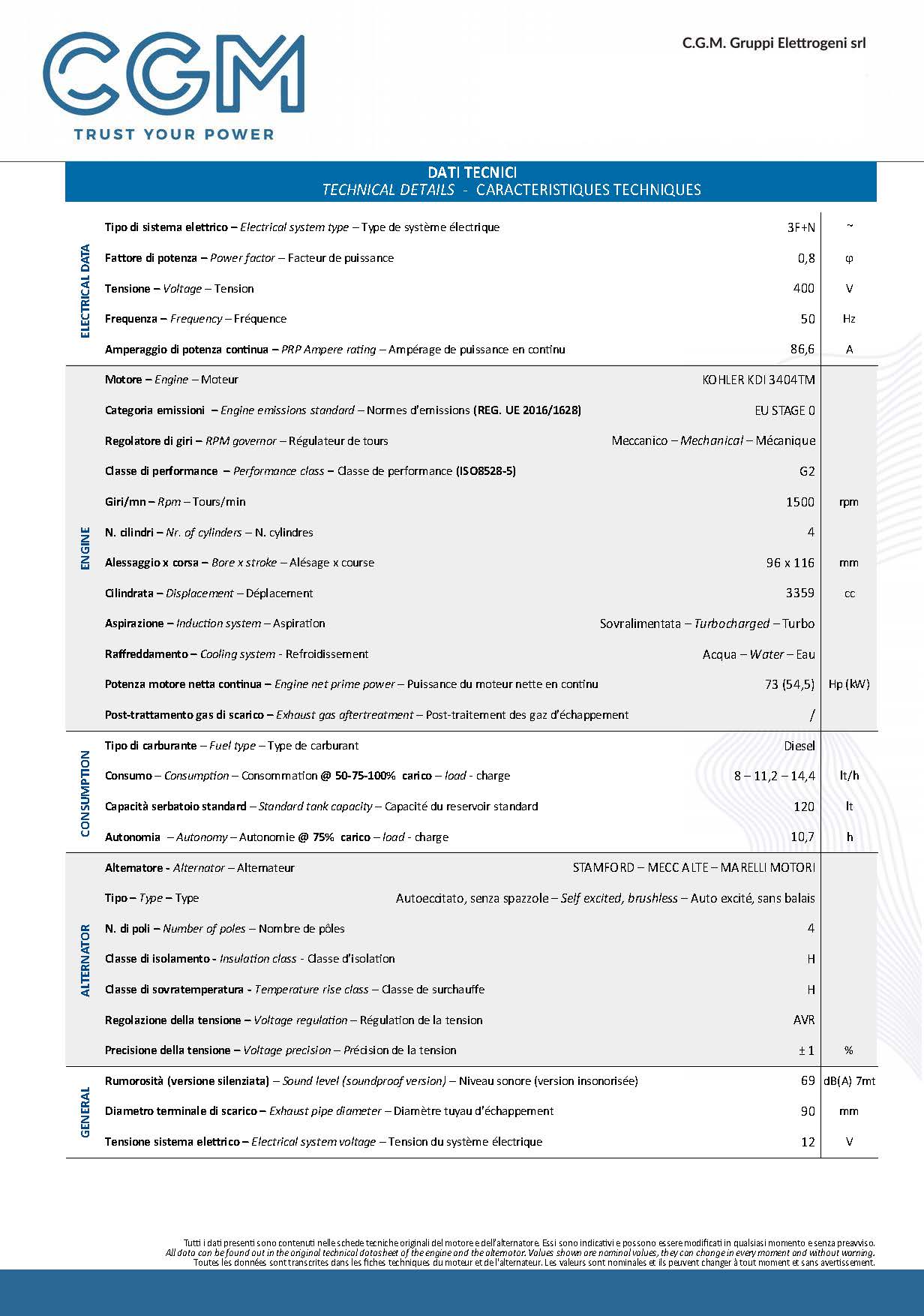 SELT / SOLD Hljóðlát rafstöð varaaflstöð 2022 - CGM 60F - 66KVa eða 52,8 KW 9
