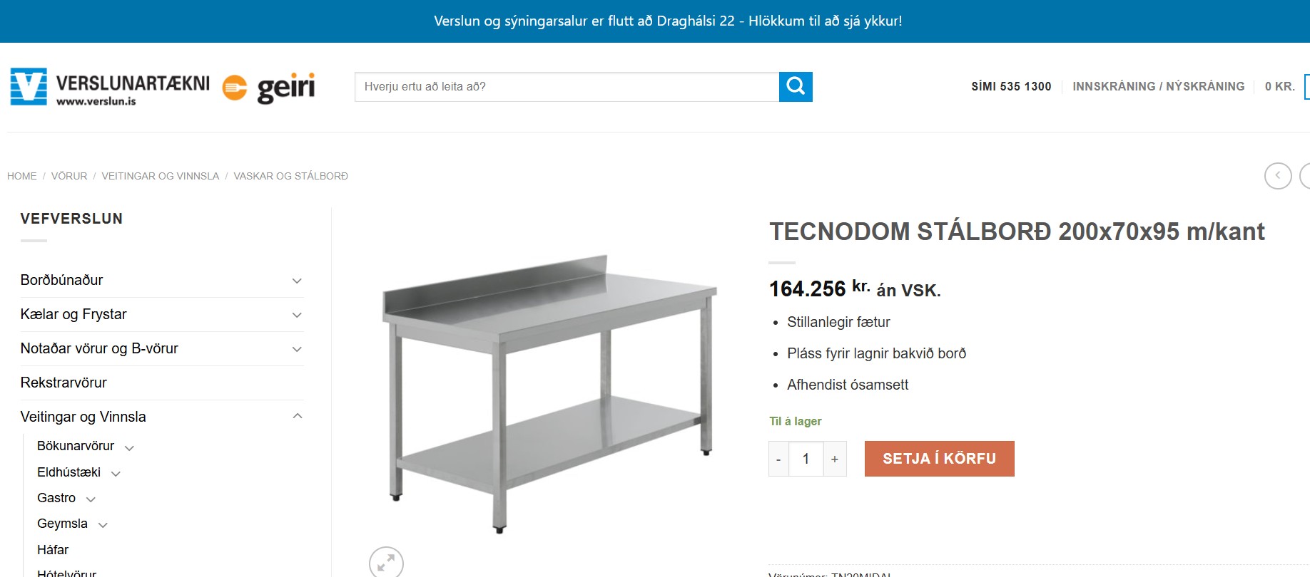 SELT / SOLD Ryðfrítt stálborð með skúffum og kant, L200 x B75 x H90 sm. 7