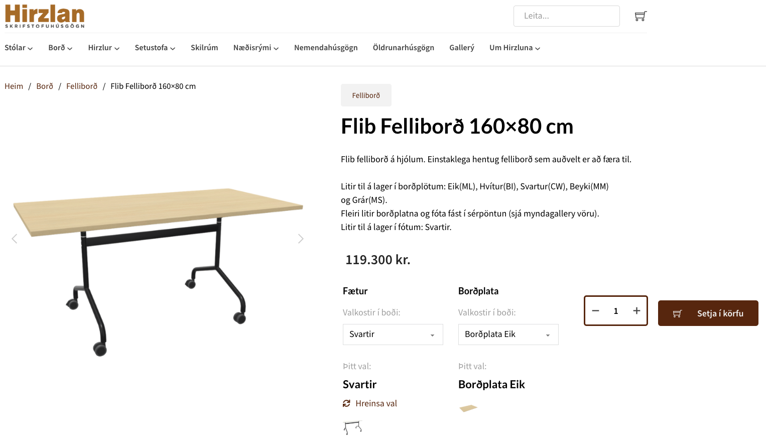 SELT / SOLD Nowy Styl felliborð á hjólum frá Hirzlunni, B160xD80sm. 6
