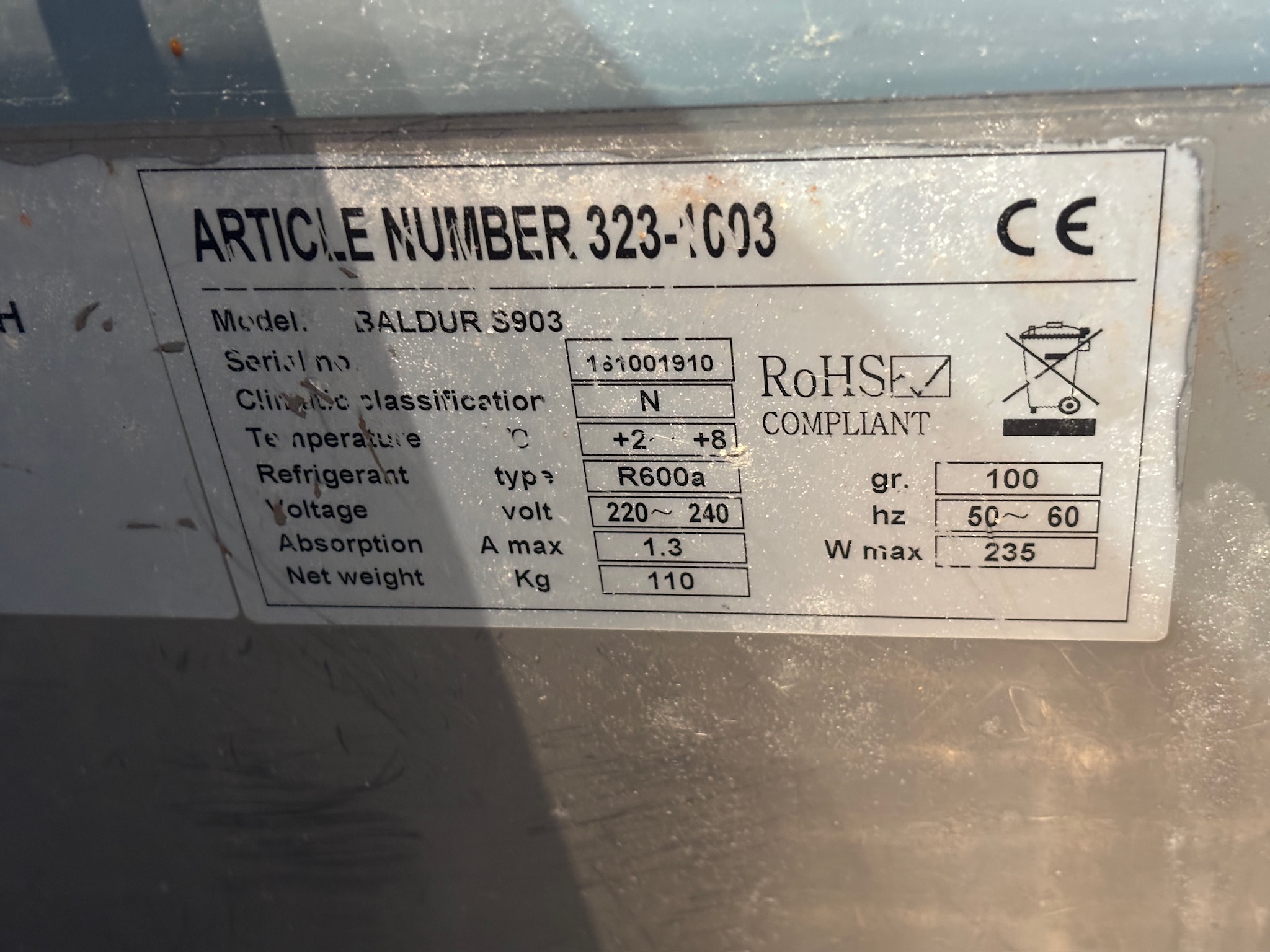 SELT / SOLD Samlokuborð Prep Counter kæliborð frá Saro, L180 x D70 x H85 9