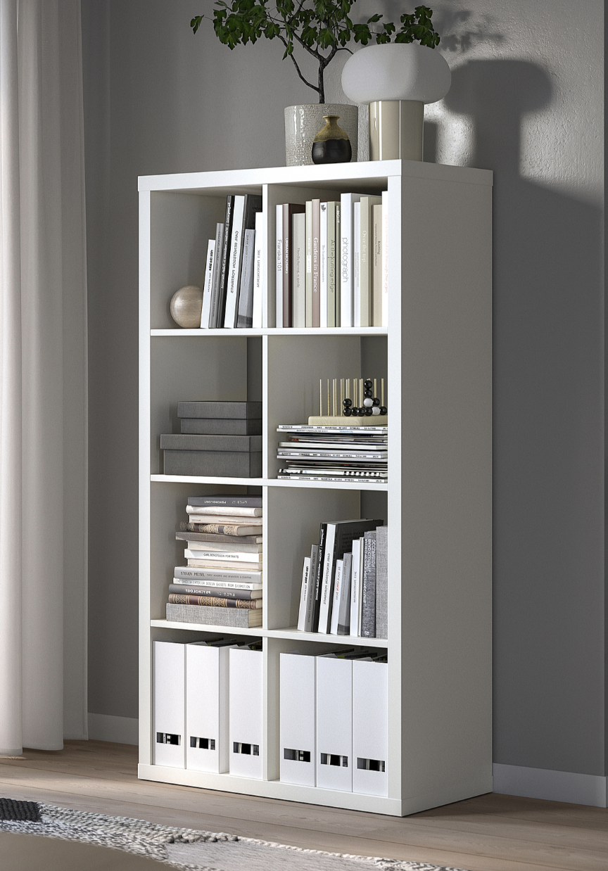 SELT / SOLD IKEA Kallax hillur, hvítar, 2x4 (3 stk.) 2