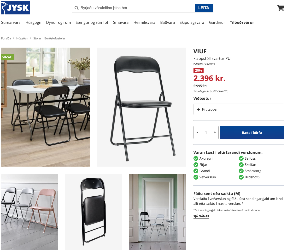 SELT / SOLD Klappstólar frá Jysk 7