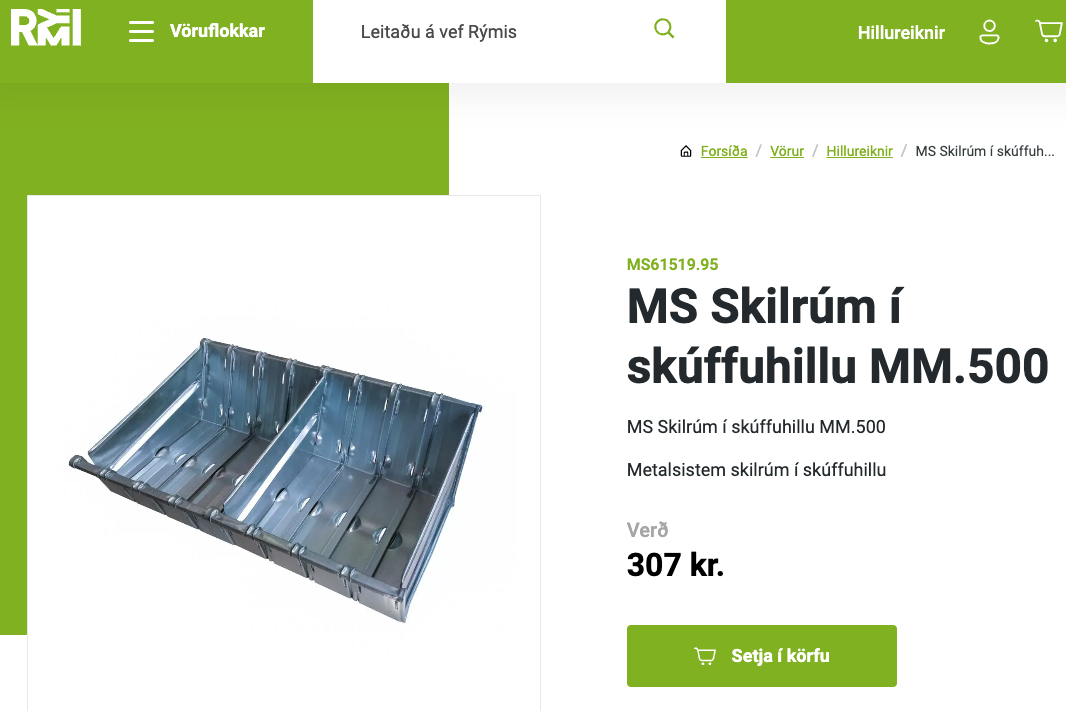 MS skúffuhillur og skilrúm fyrir MS hillukerfi frá Rými 4