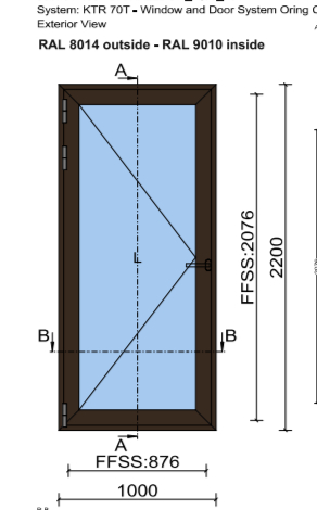 SELT / SOLD Svalahurð úr áli, H222xB101,5sm. - Umframefni 9