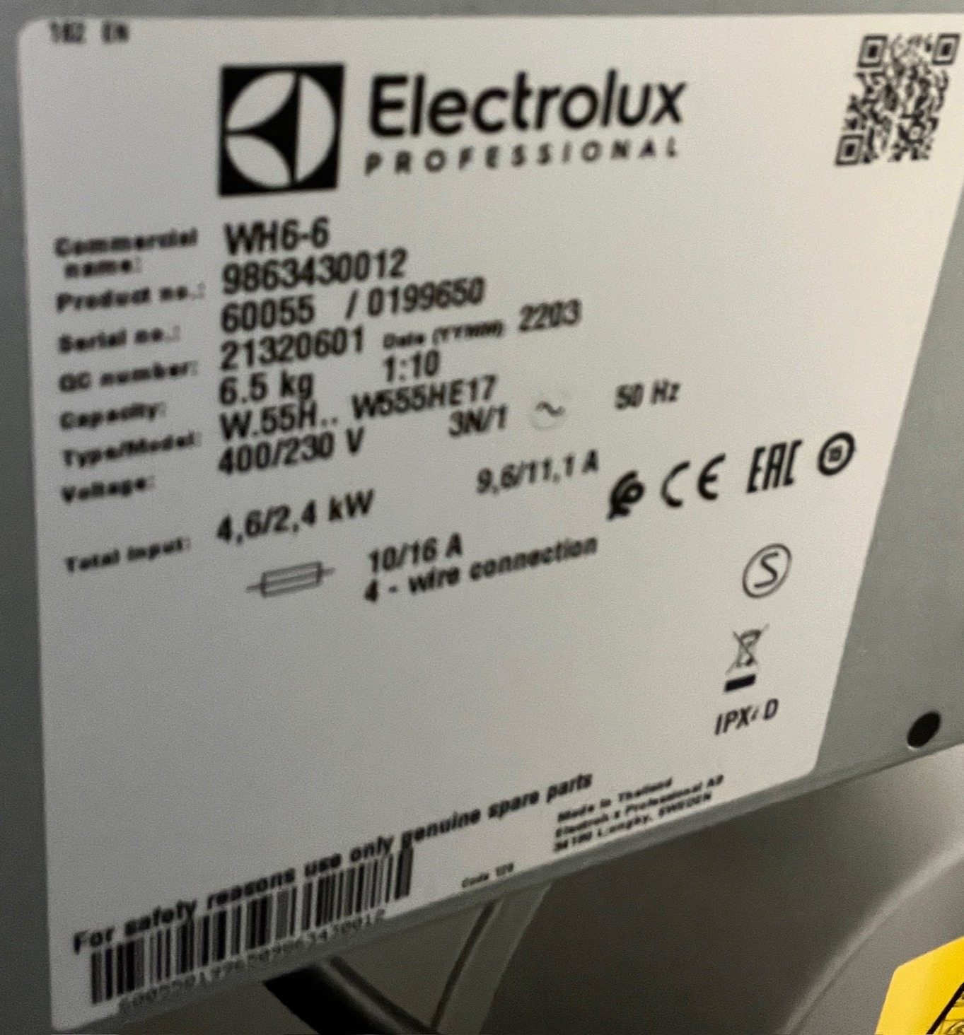 SELT / SOLD Electrolux WH6-6 iðnaðarþvottavél 6-14 kg. 8
