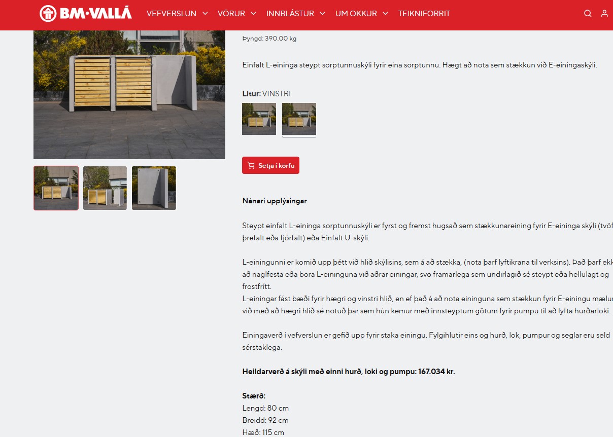 SELT / SOLD Sorptunnugeymsla - sorptunnuskýli tvöföld pnr. 107 4