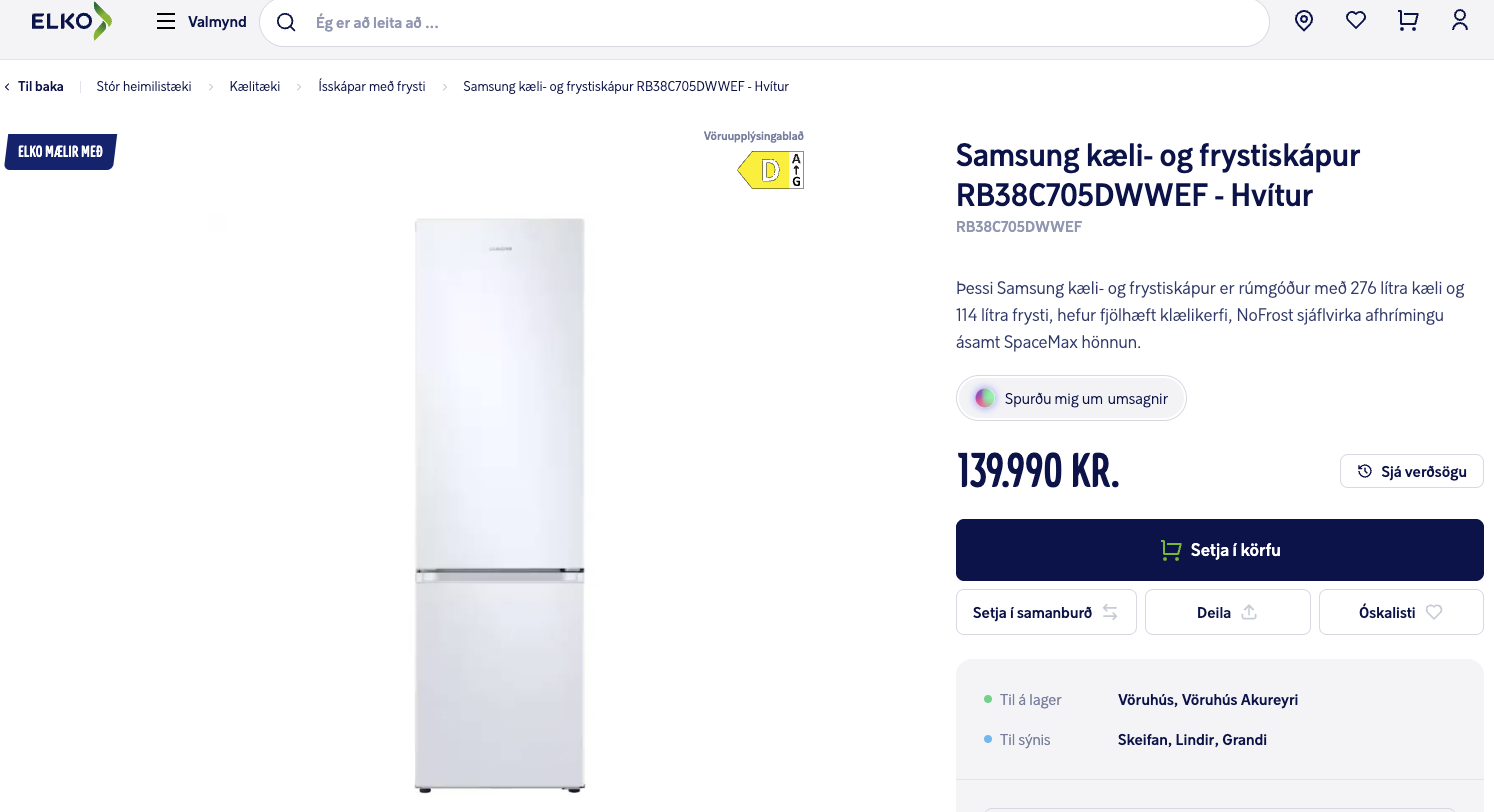 SELT / SOLD Samsung ísskápur með frysti frá Elko 6