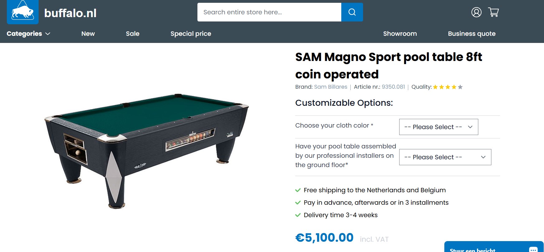 SELT / SOLD -Vandað poolborð SAM BILLARES - 8 fet - kúlur, 4 kjuðar,kjuðastandur 6