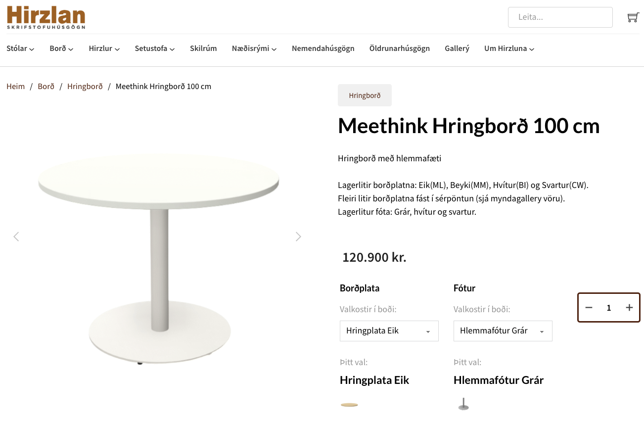 SELT / SOLD Hringborð, Ø100xH74sm. 4