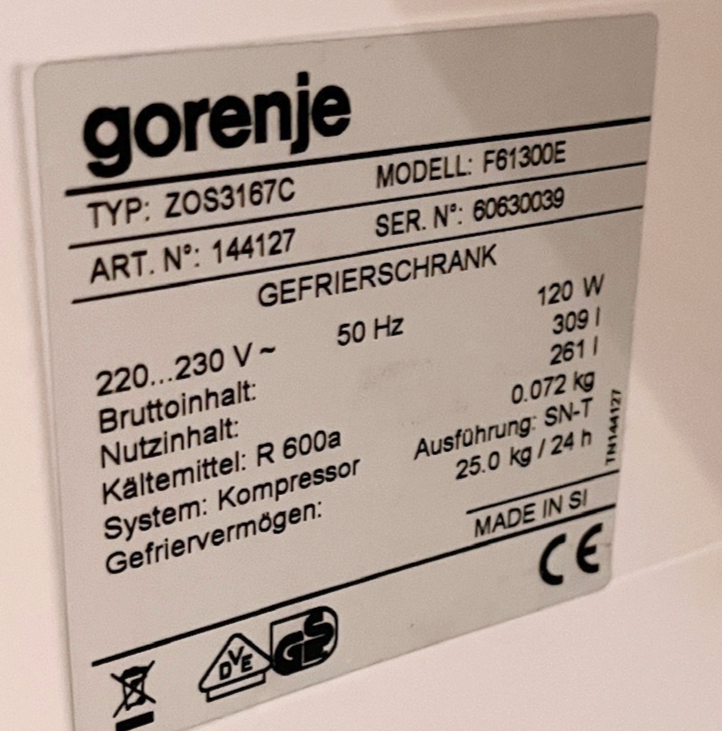 (Ekki til sölu) Gorenje frystiskápur, H180xB60xD63sm. 6