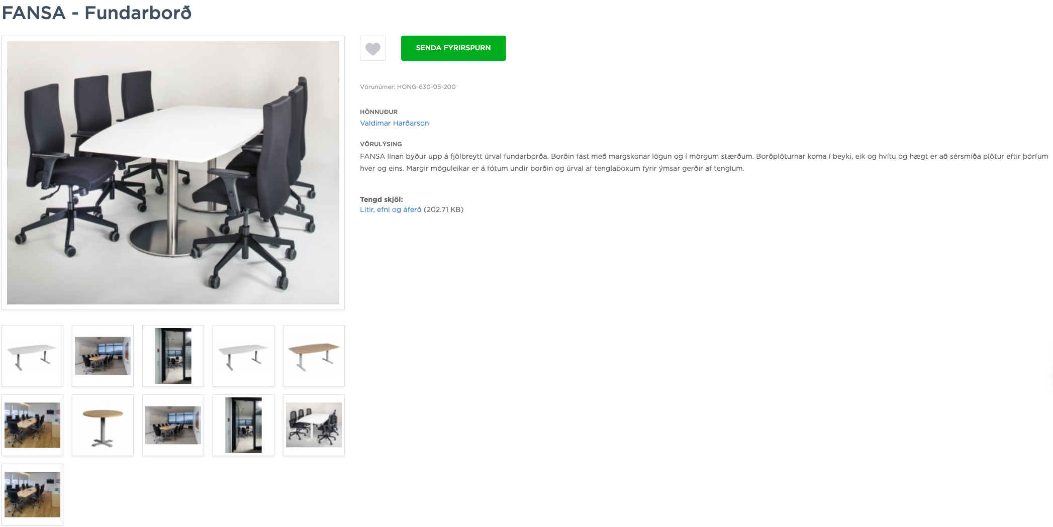 SELT / SOLD Fansa fundarborð frá Pennanum, 6-8 manna, L300xB120sm. 4