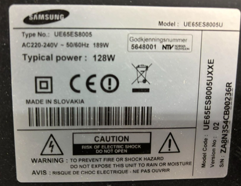 SELT / SOLD Samsung snjallsjónvarp með veggfestingu, 65'' 2