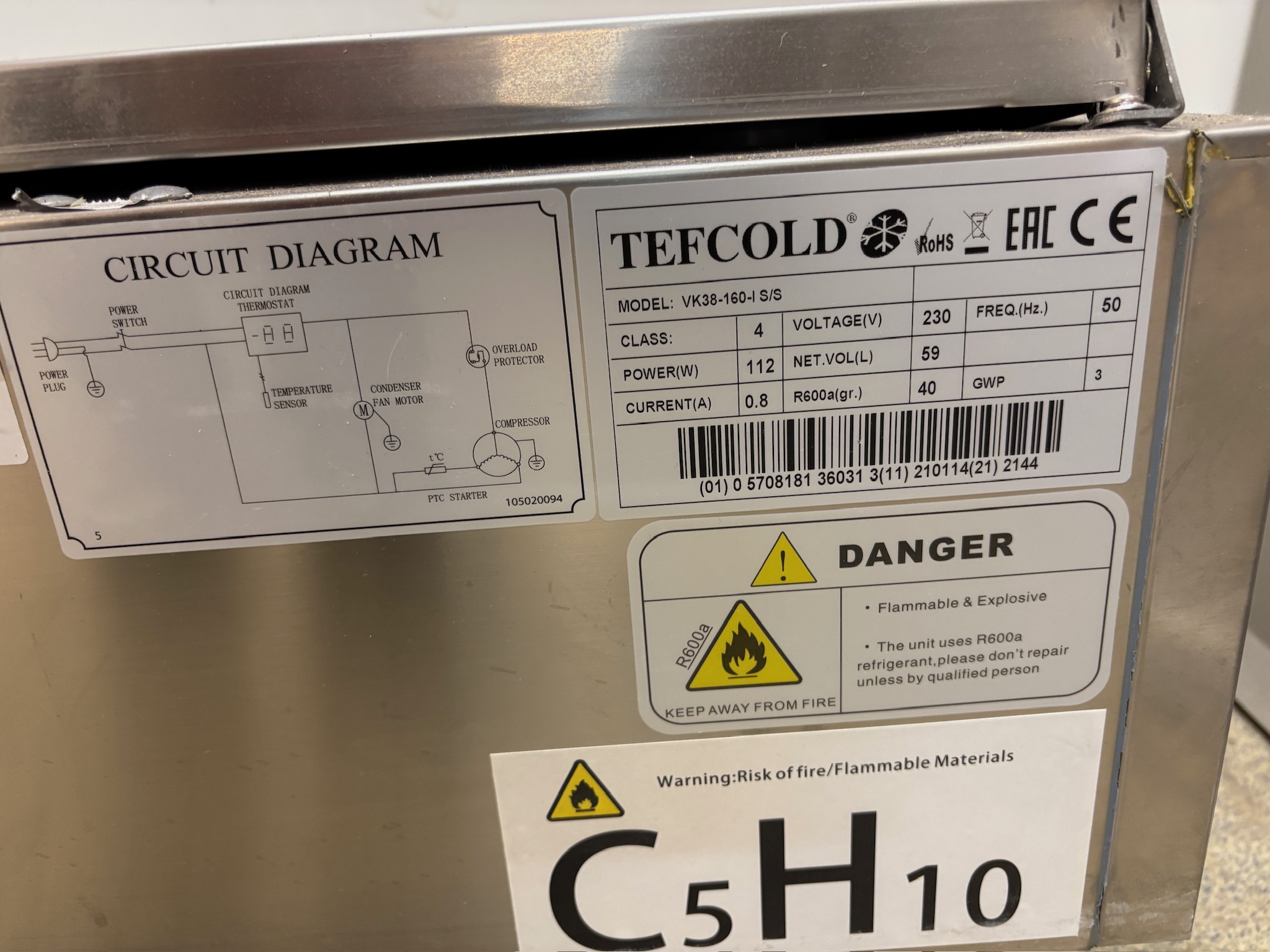 SELT / SOLD Tefcold kælirenna frá Verslunartækni B160 x D40 2