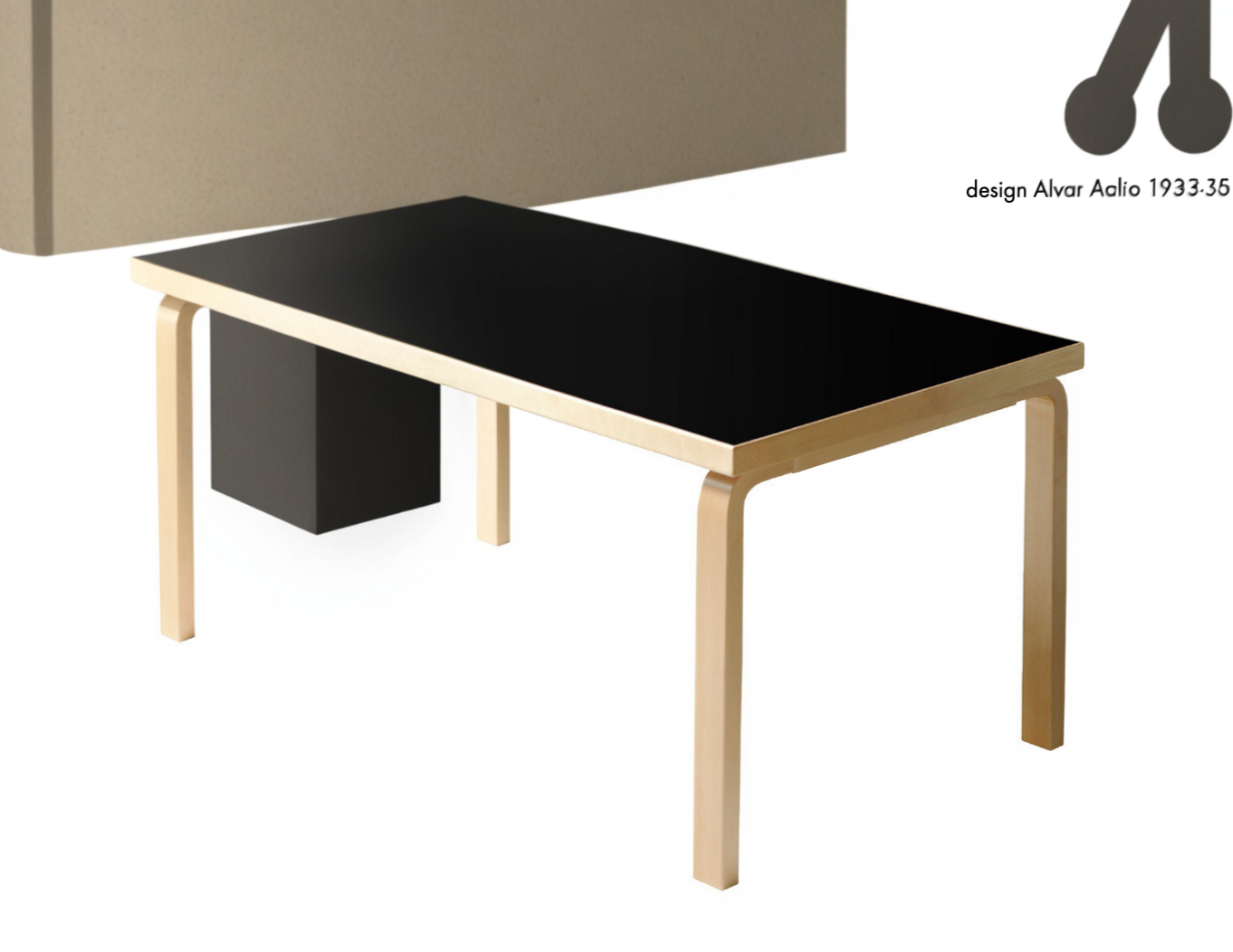 SELT / SOLD Alvar Aalto 1970: Artek eldhúsborð B125xD70xH71sm. 6