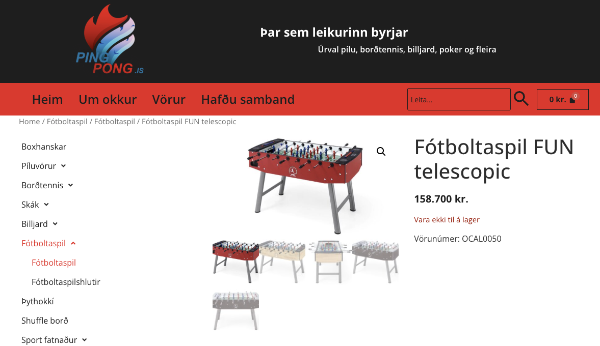 SELT / SOLD Fótboltaspil frá Pingpong - Selfoss 2