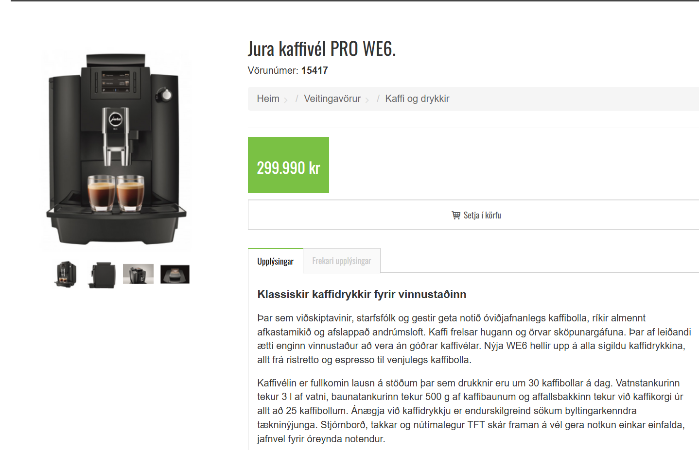 SELT / SOLD Jura WE6 kaffivél 6