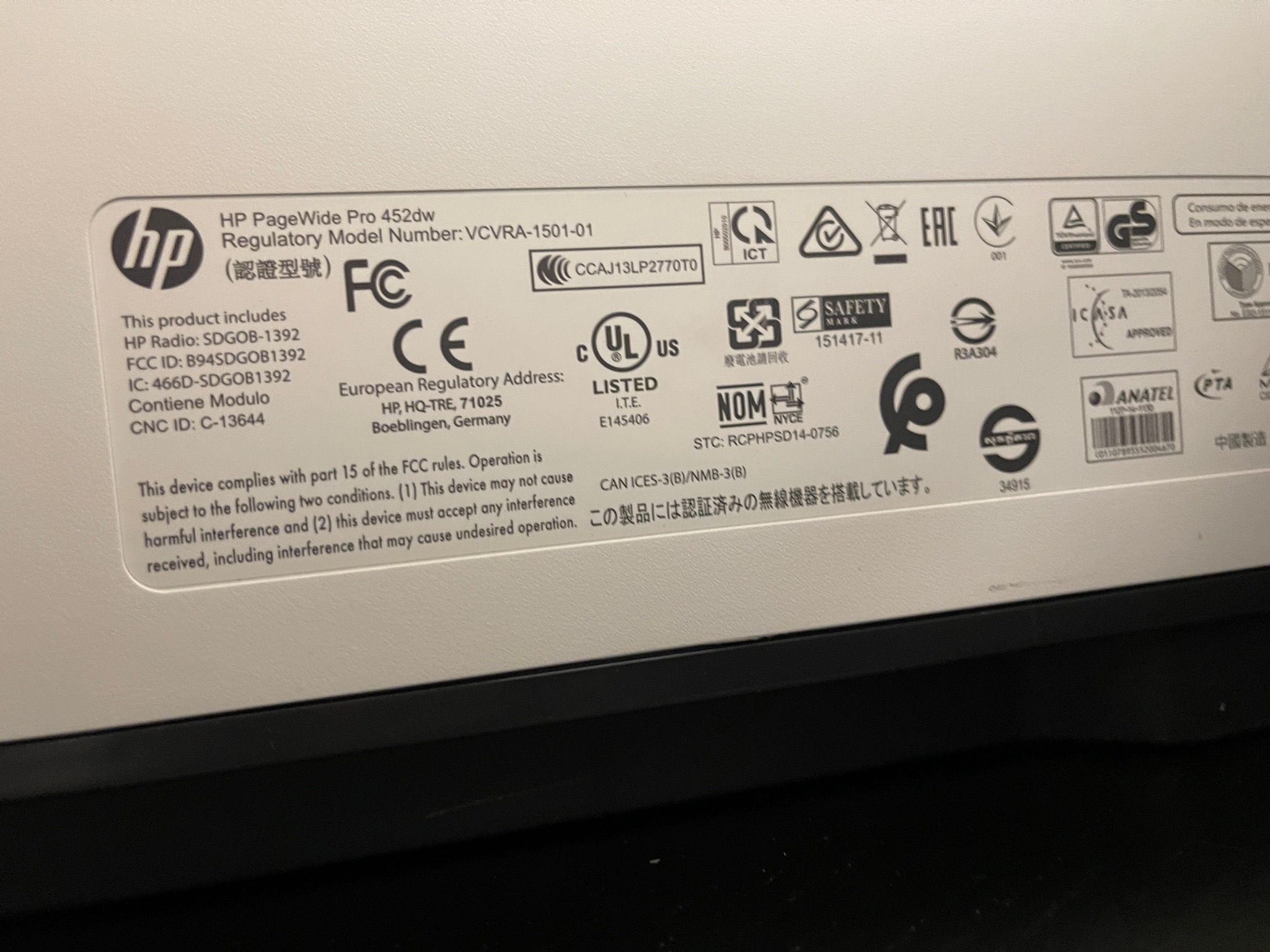SELT / SOLD HP Pagewide Pro 452dw 8