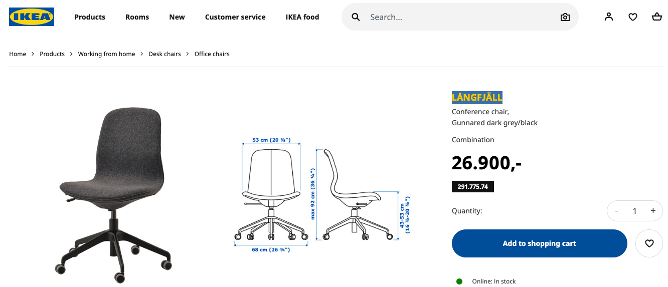 SELT / SOLD IKEA fundarstóll - PLAY 7