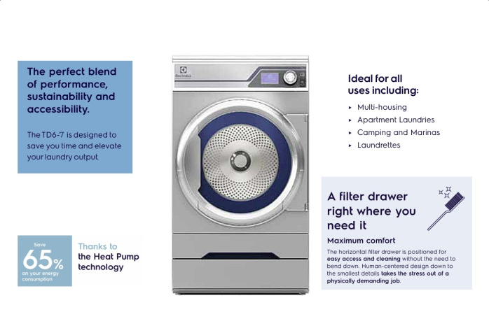 SELT / SOLD Electrolux TD6-7 iðnaðarþurrkari, 8kg., 2022 4