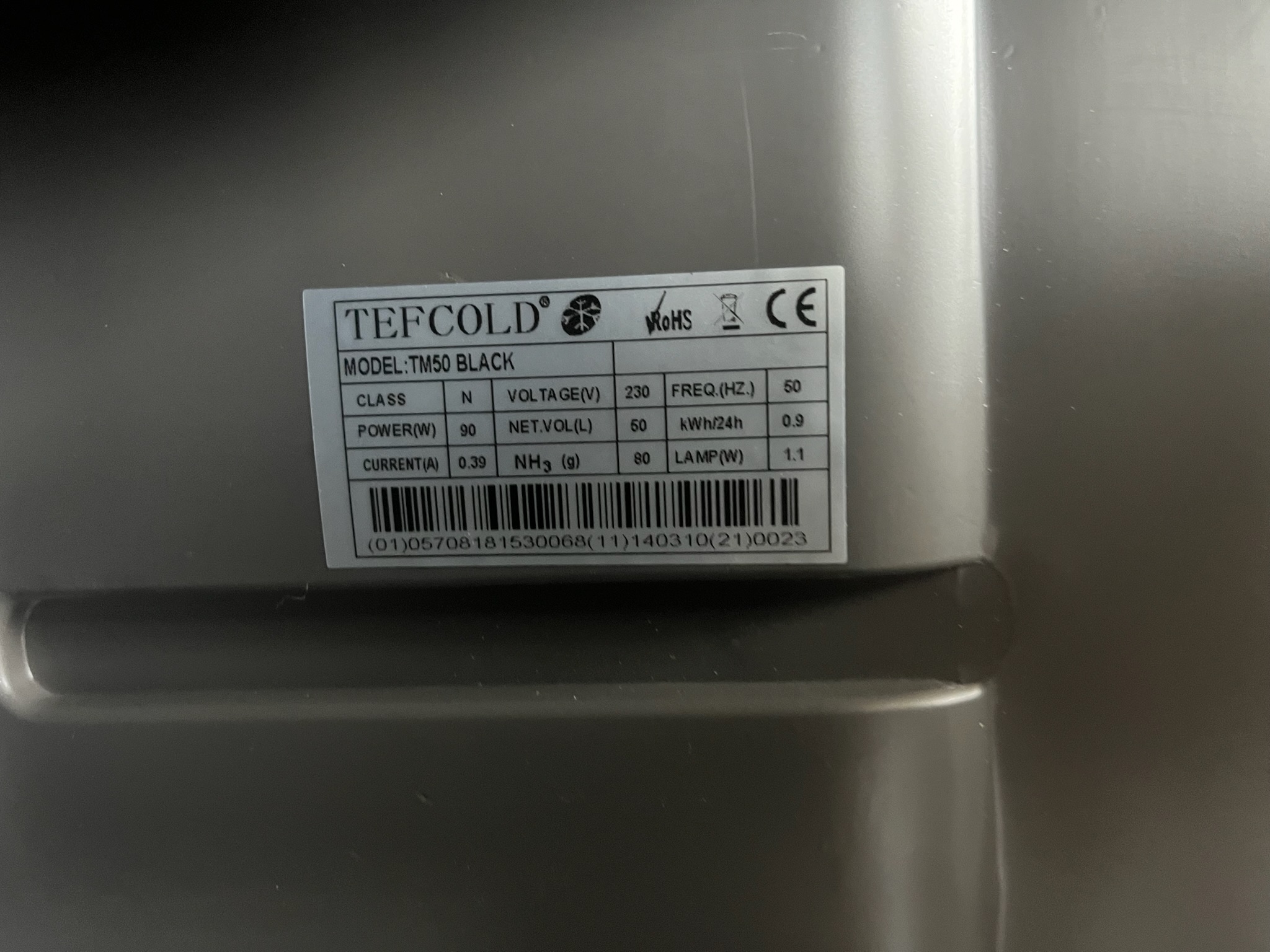 SELT / SOLD Tefcold TM50 Black ísskápur 7