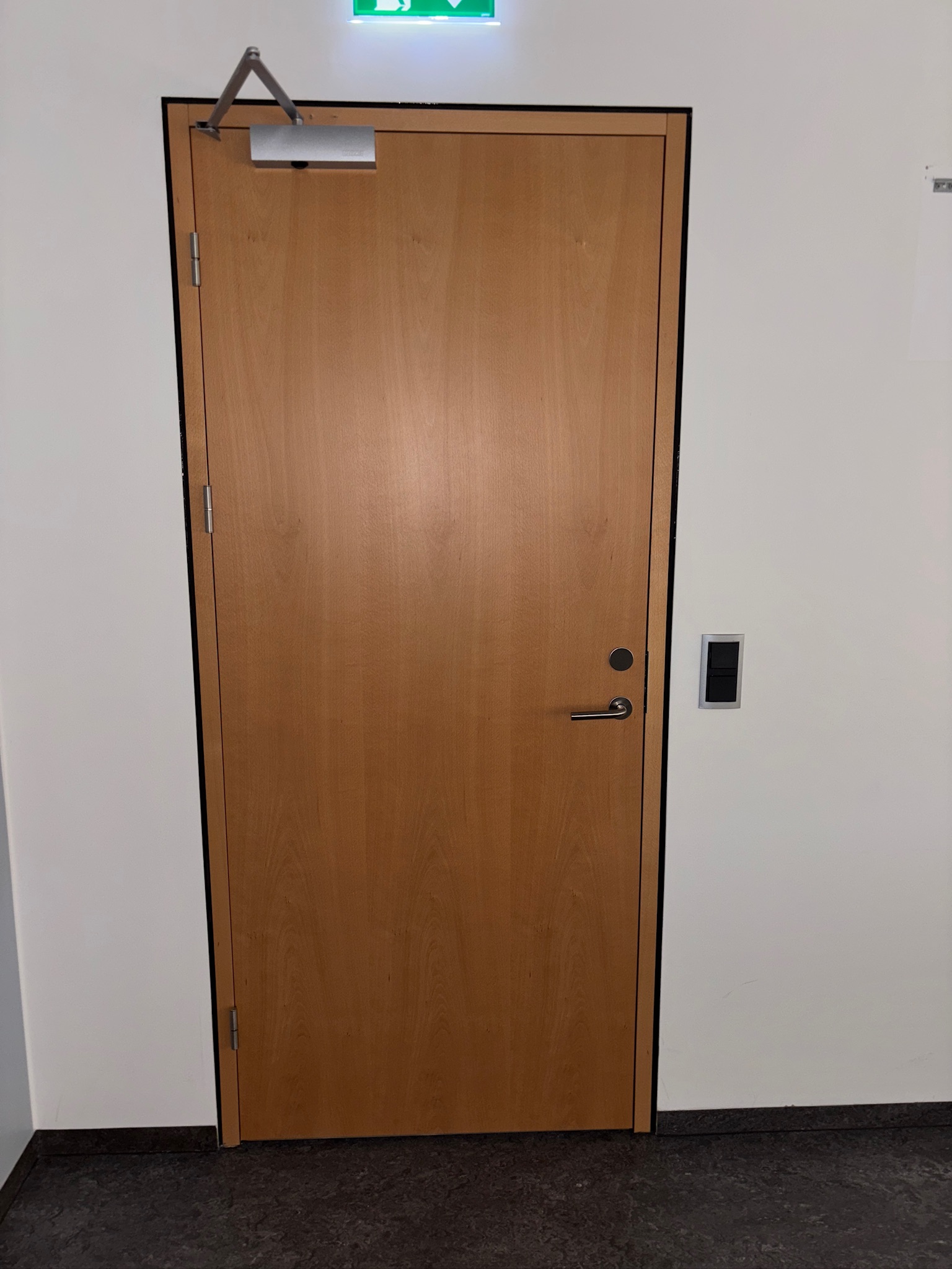 SELT / SOLD Eldvarin viðarhurð með pumpu og fellilista, 30mín, H219xB99sm. 2