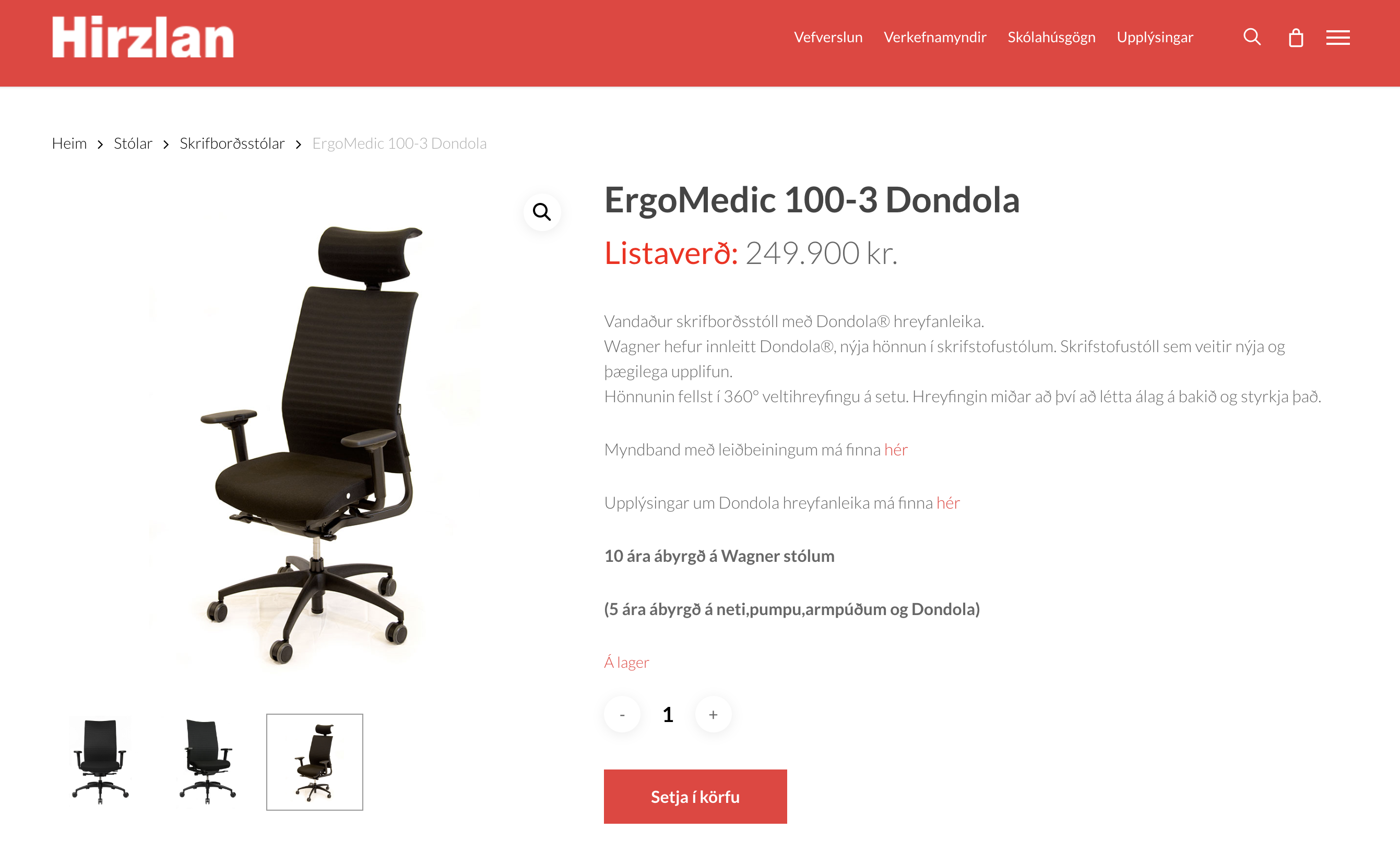 SELT / SOLD - Wagner ErgoMedic 100-3 Dondola skrifstofustóll svartur 3