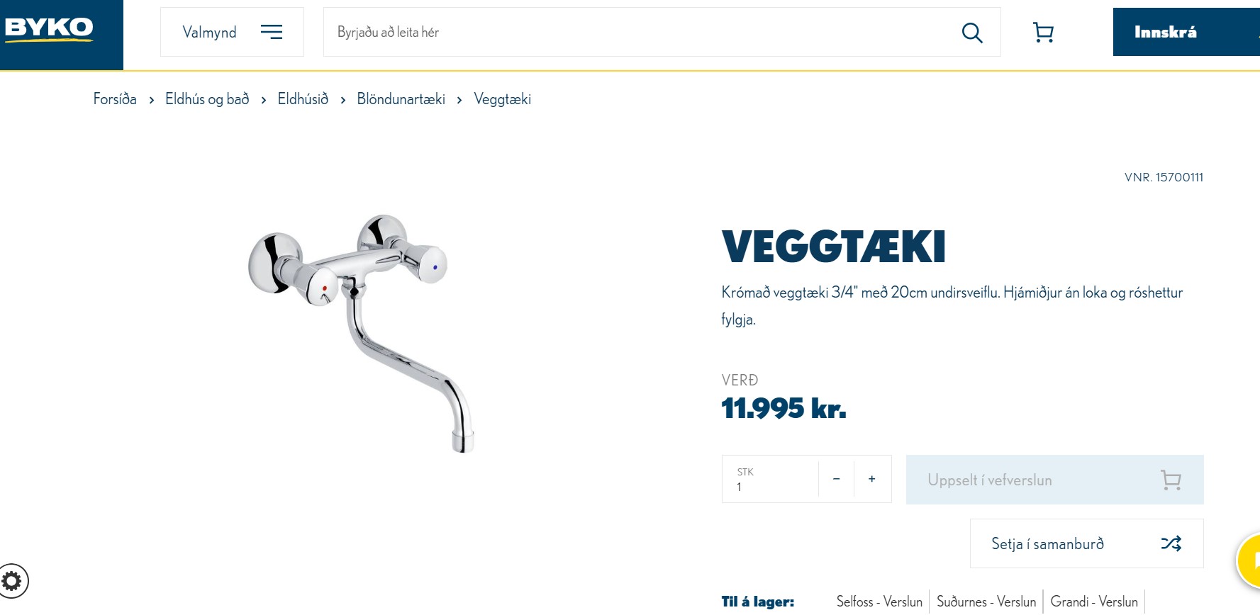 SELT / SOLD Vaskur 50 sm. og blöndunartæki pnr. 102 4