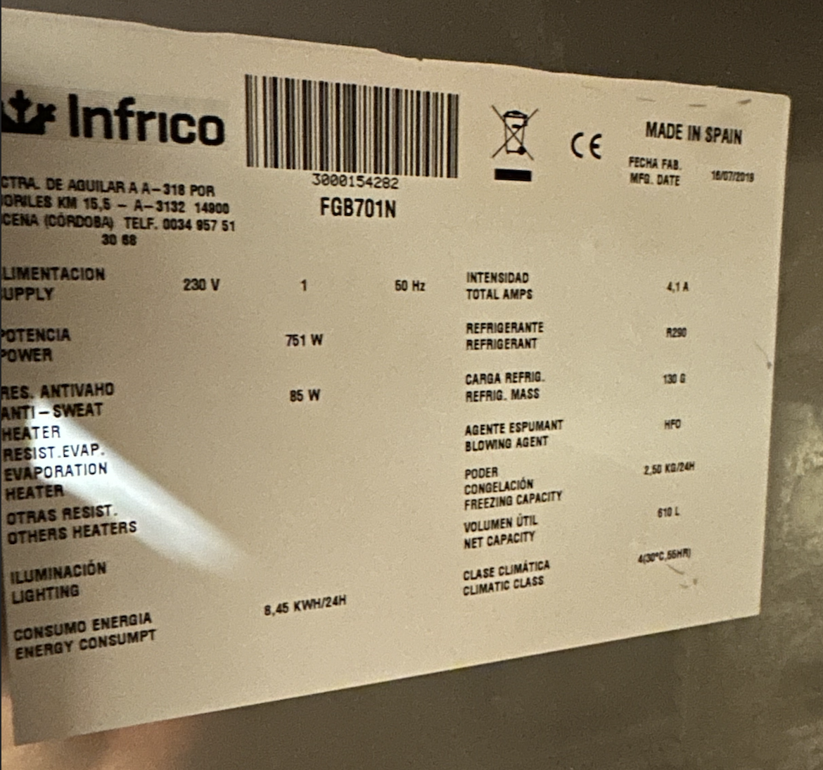 SELT / SOLD Infrico frystir frá 2019 3