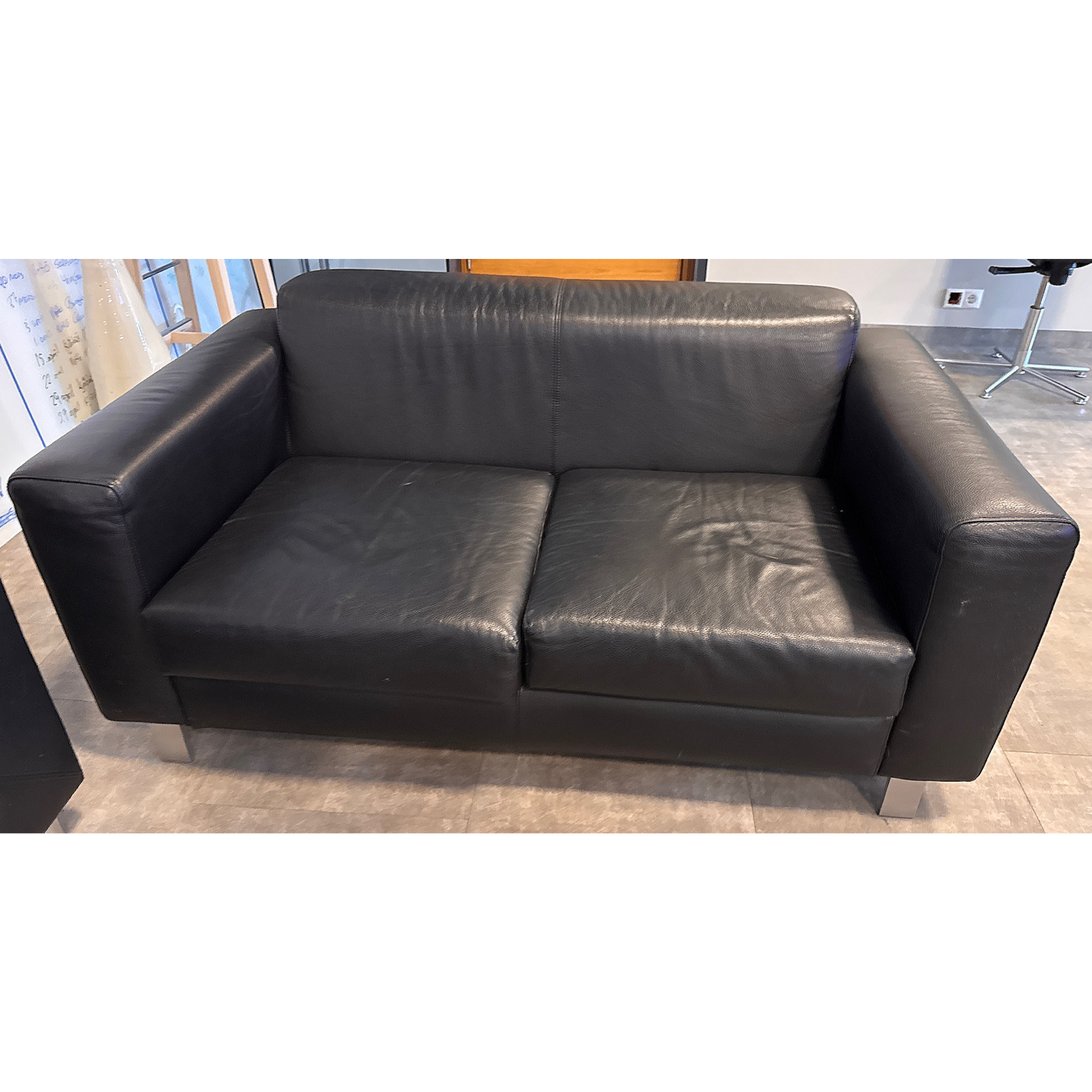 SELT / SOLD Leðursófi, B155sm. 2