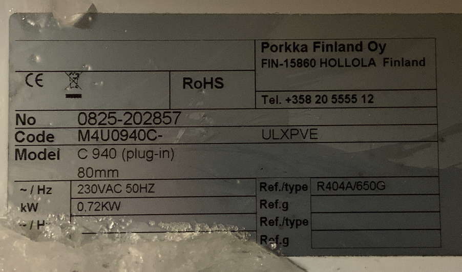 SELT / SOLD Porkka manngengurkælir frá BVT, 2.9fm 12