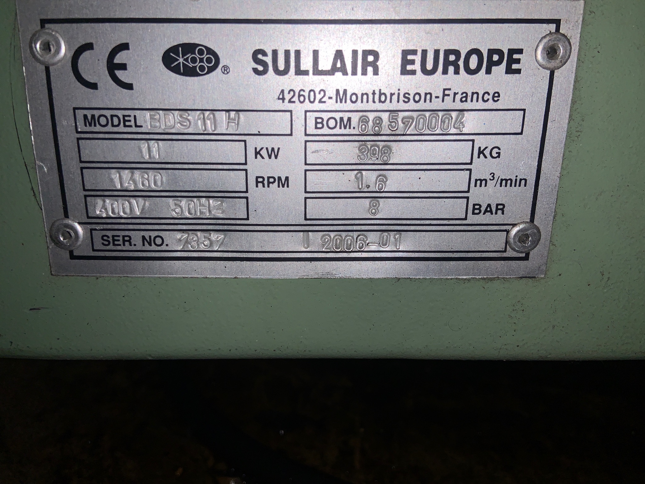 Selt/endurnýtt-CULLAIR BDS 11 kw loftpressa 15