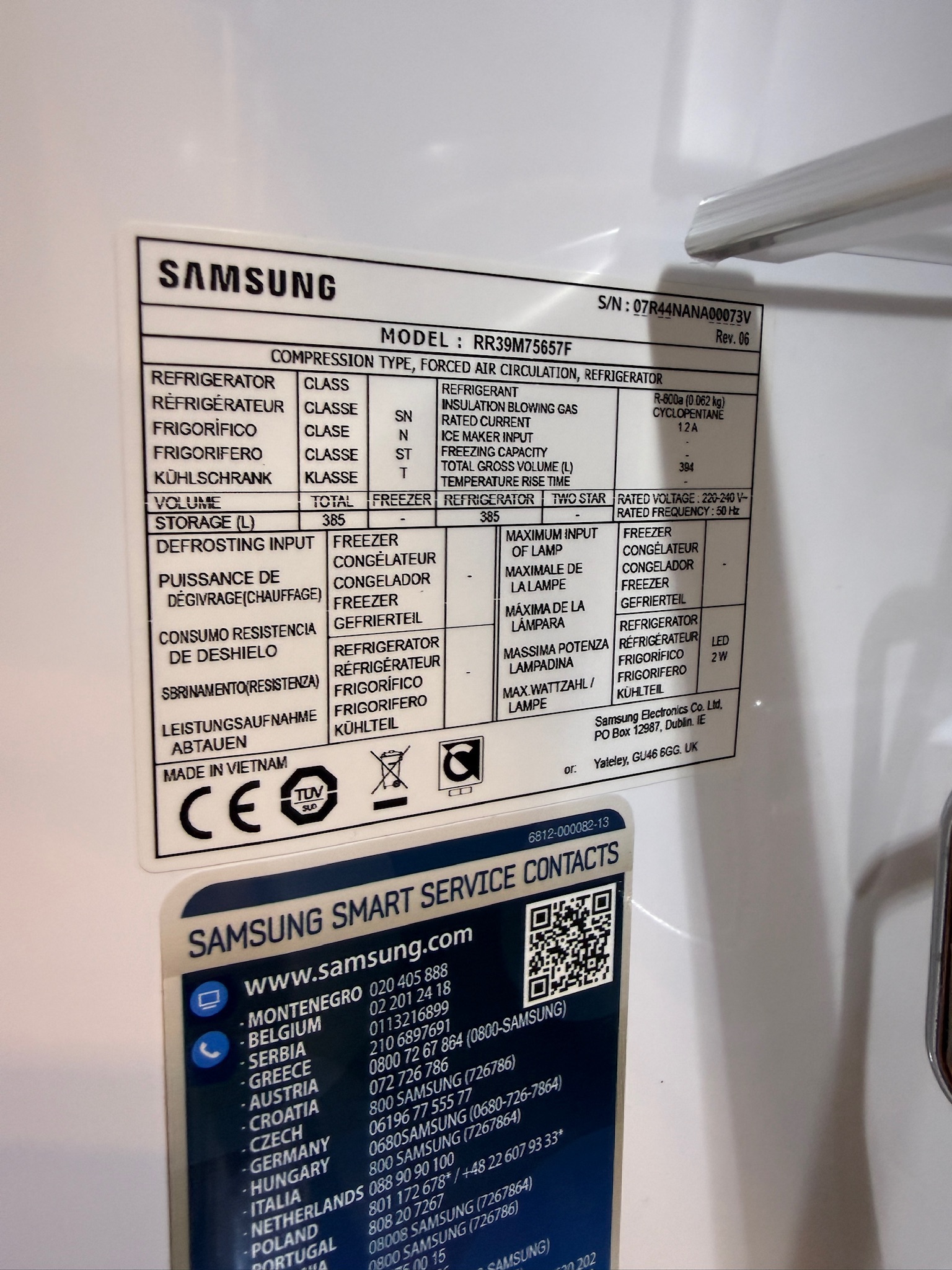 SELT / SOLD Samsung ísskápur, H186sm. 7